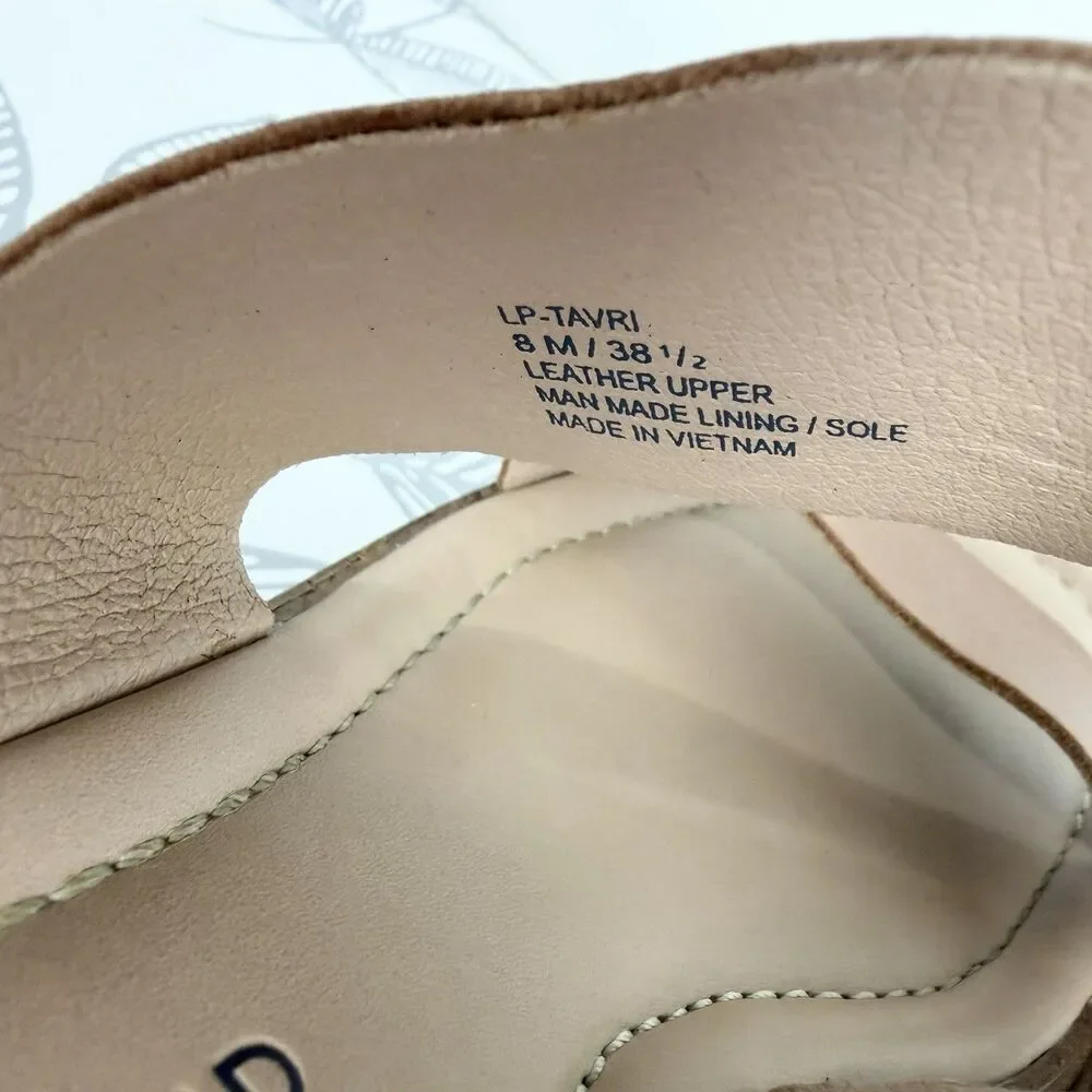 Lucky Brand Tavri Leather Platform Sandals Tan White Women’s 8